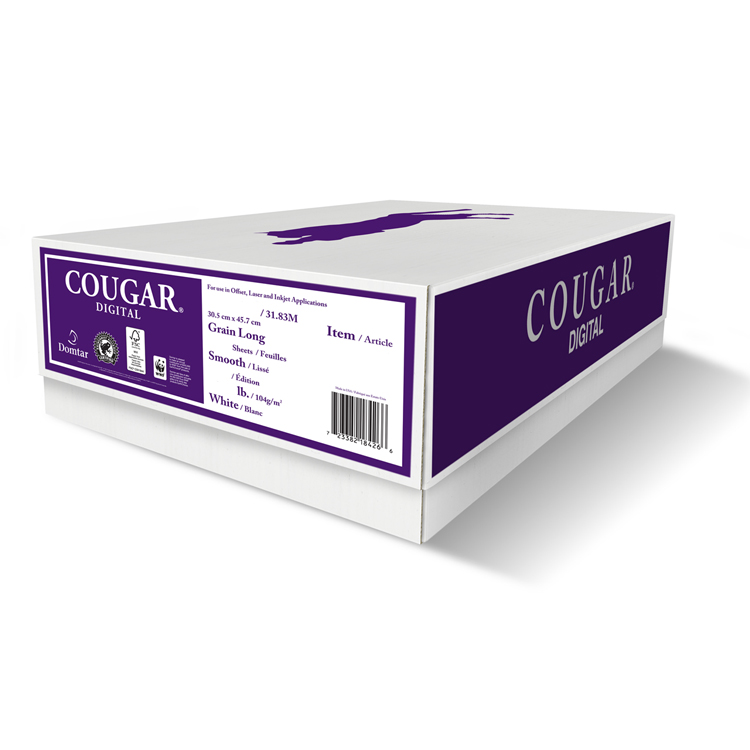 Cougar® Digital Smooth White 65 lb. Uncoated Cover 98 Bright 18x12 in. 650 Sheets per Carton - Email or call for Bulk orders!